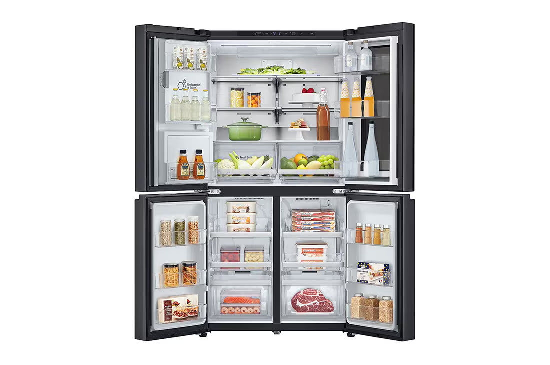 LG Black Glass InstaView, French Door Fridge, Essence Black Steel GC-X24FFCAB