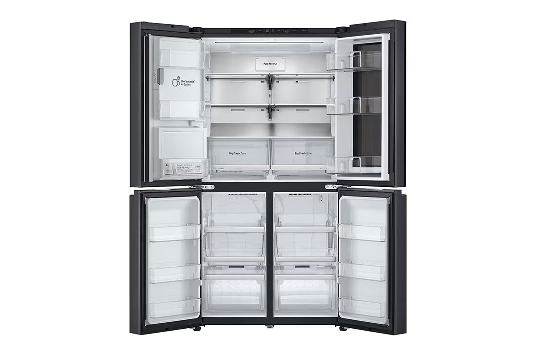 LG Black Glass InstaView, French Door Fridge, Essence Black Steel GC-X24FFCAB