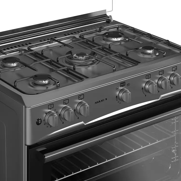 MAXI GAS COOKER 60*90 (5BURNERS) INOX 60 CM * 90 CM