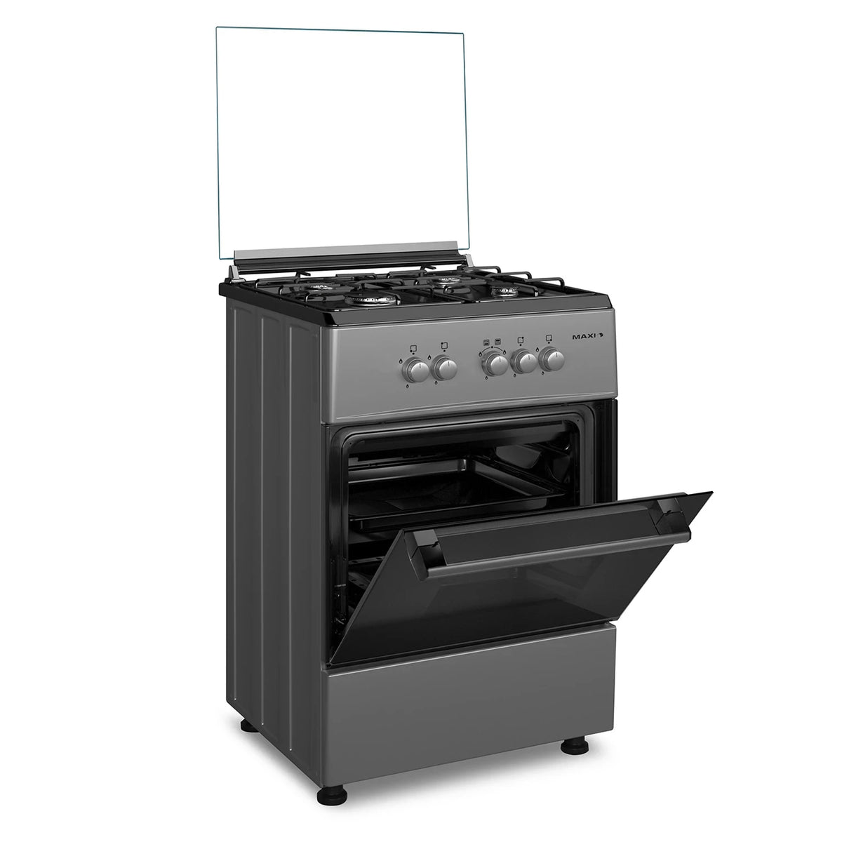 MAXI GAS COOKER 60CM * 60CM BASIC BLACK GREY 4 GAS BURNERS
