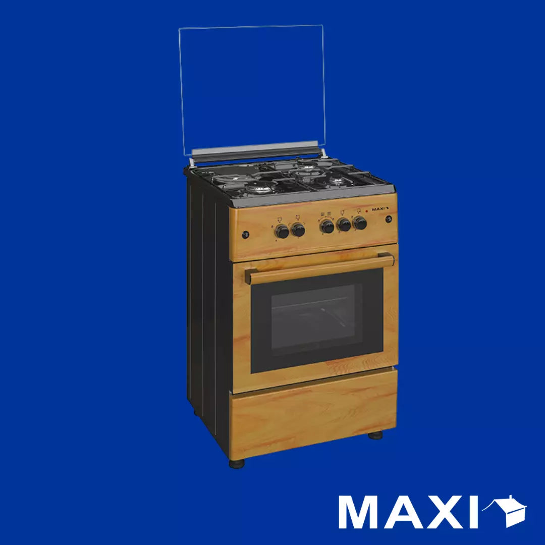 MAXI GAS COOKER 60CM * 60CM WOOD (3+1) 3 GAS & 1 ELECTRICAL