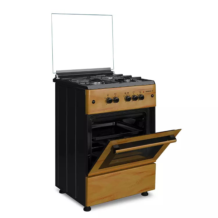 MAXI GAS COOKER 60CM * 60CM WOOD (3+1) 3 GAS & 1 ELECTRICAL