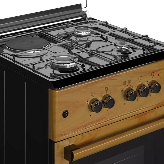 MAXI GAS COOKER 60CM * 60CM WOOD (3+1) 3 GAS & 1 ELECTRICAL