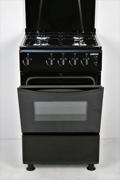 AEON GAS COOKER/50x50/4 GAS/BLACK HOB/BLACK
