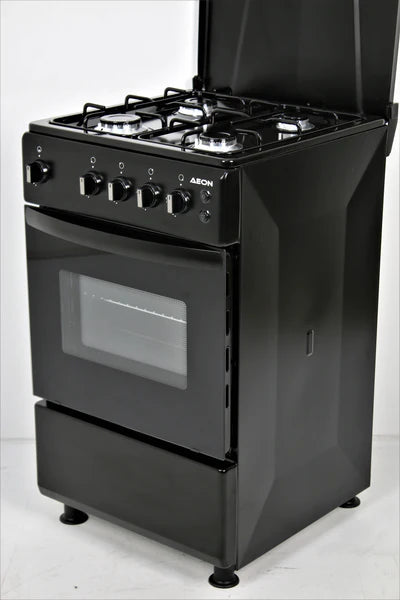 AEON GAS COOKER/50x50/4 GAS/BLACK HOB/BLACK